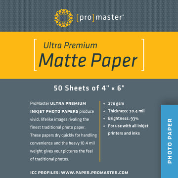 Ultra Premium Matte Paper - 4"x6" - 50 Sheets