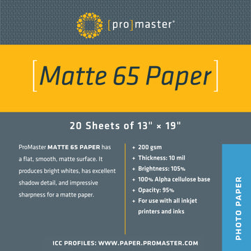Matte 65 Paper 13"x19" - 20 Sheets