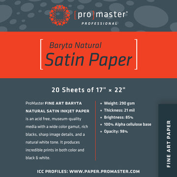 Fine Art Baryta Natural Satin Paper 17"x22"-20 Sheets